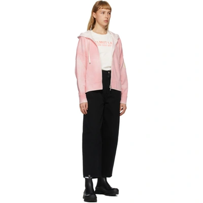 Shop Moncler Pink Spray Paint Zip-up Hoodie In 500 Pink