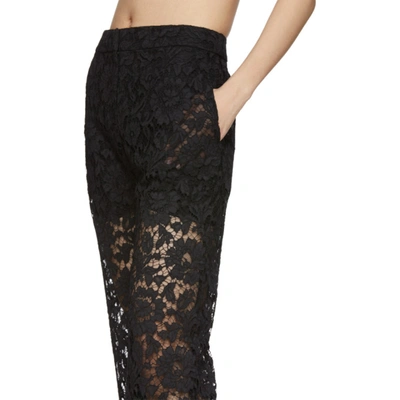 Shop Valentino Black Heavy Lace Trousers In 0no Nero