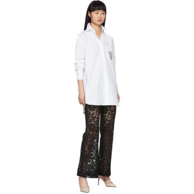 Shop Valentino Black Heavy Lace Trousers In 0no Nero