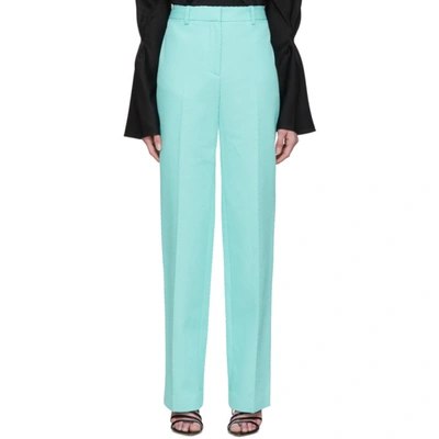 Shop Victoria Beckham Blue High-waisted Slim Leg Trousers In Icy Blue