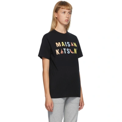 MAISON KITSUNE 黑色 RAINBOW YOGA FOXES T 恤