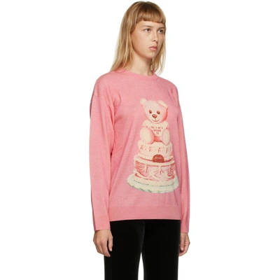 Shop Moschino Pink Wool Teddy Bear Sweater In V1207 Fucsi