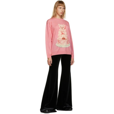 Shop Moschino Pink Wool Teddy Bear Sweater In V1207 Fucsi