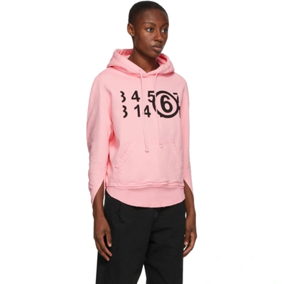 Shop Mm6 Maison Margiela Pink Logo Circle Hoodie In 249 Pink