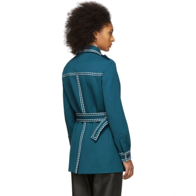 Shop Fendi Blue Safari Belted Jacket In F19ee Blue