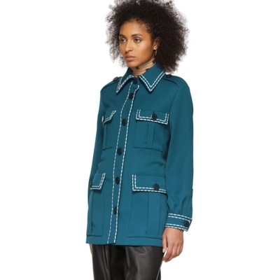 Shop Fendi Blue Safari Belted Jacket In F19ee Blue