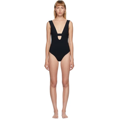 Shop Totême Black Brenta One-piece Swimsuit In 200 Black