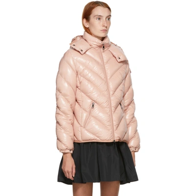 Shop Moncler Pink Down Brouel Coat In 512 Pink