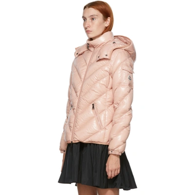 Shop Moncler Pink Down Brouel Coat In 512 Pink