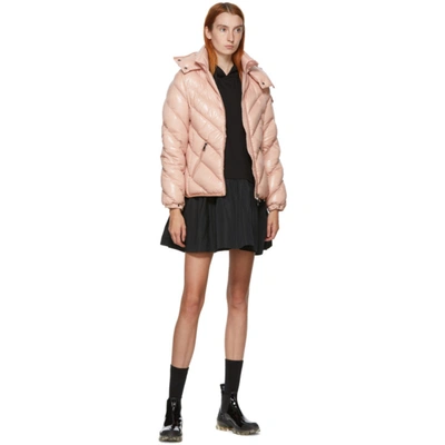 Shop Moncler Pink Down Brouel Coat In 512 Pink