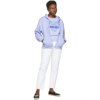 Shop Kenzo Blue Tiger Zip Hoodie In 65 Lavendar