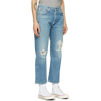 Shop Citizens Of Humanity Blue Emery High-rise Crop Jeans In Wistful