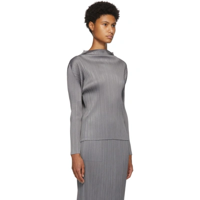 Shop Issey Miyake Pleats Please  Grey Basics Turtleneck In 12 Gray