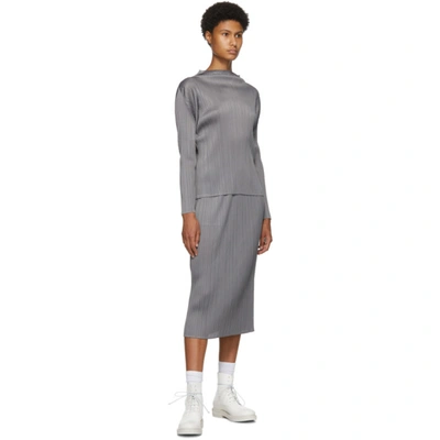 Shop Issey Miyake Pleats Please  Grey Basics Turtleneck In 12 Gray