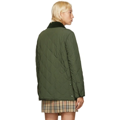 Shop Burberry Green Quilted Cotswald Jacket In A7150 Green