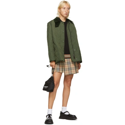Shop Burberry Green Quilted Cotswald Jacket In A7150 Green