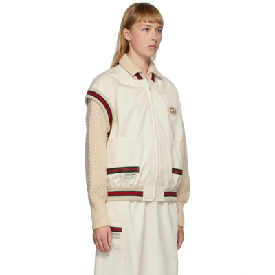 Shop Gucci Off-white Canvas Gg Panama Vest In 9381 Ivory