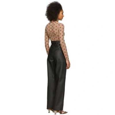 Shop Fendi Black Leather High-waisted Belted Trousers In F0gme Black