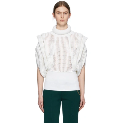 Shop Givenchy White Perforated Sleeveless Turtleneck In 100 White