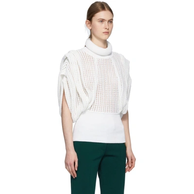 Shop Givenchy White Perforated Sleeveless Turtleneck In 100 White