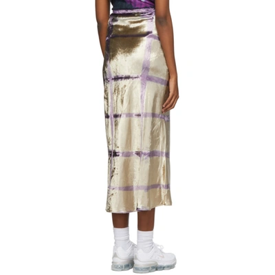 Shop Collina Strada Gold Velvet Yod Long Skirt In Silver Grid