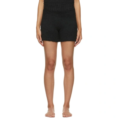 Shop Skims Black Knit Cozy Shorts In Onyx