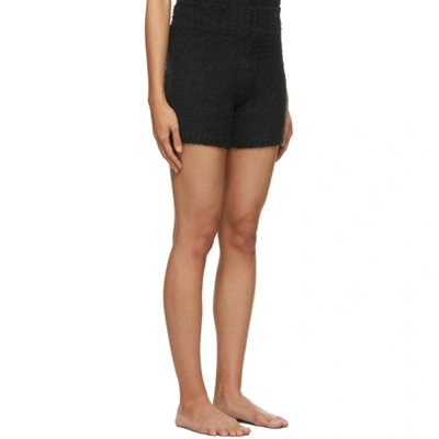 Shop Skims Black Knit Cozy Shorts In Onyx