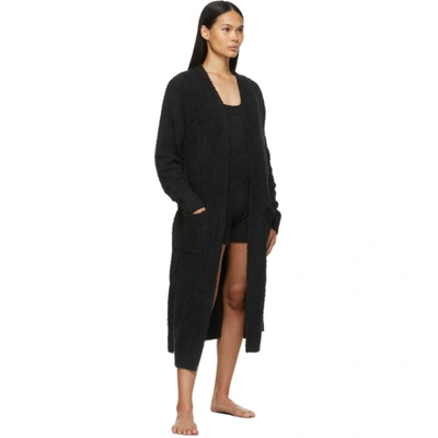 Shop Skims Black Knit Cozy Shorts In Onyx