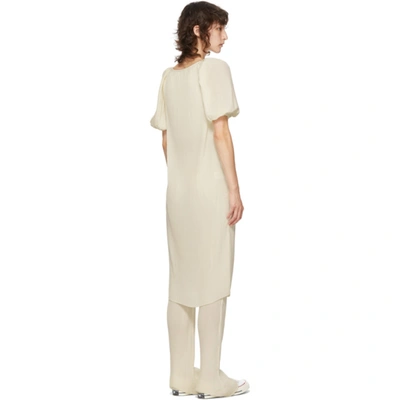 Shop Pushbutton Ssense Exclusive Off-white Pleated Bell Bottom Dress Set In Ivory