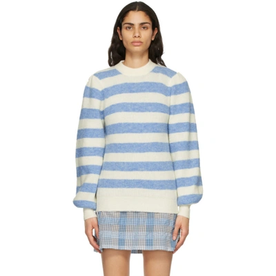 Shop Ganni White & Blue Alpaca Soft Sweater In 694 Heather
