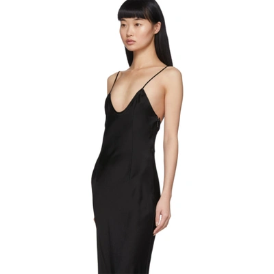 Shop Saint Laurent Black Satin Slip Dress In 1000 Black