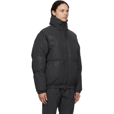 Shop Essentials Black Nylon Puffer Jacket In Blackreflec