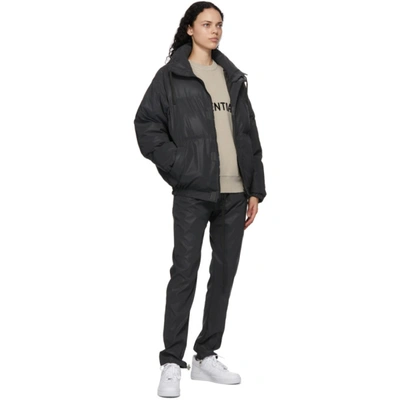 Shop Essentials Black Nylon Puffer Jacket In Blackreflec