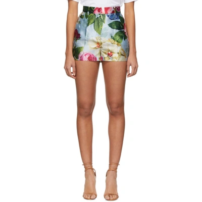 Shop Dolce & Gabbana Blue Floral Shorts In Hc1am Blue