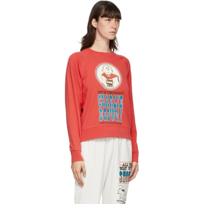 Shop Marc Jacobs Red Peanuts Edition French Terry Sweatshirt In Washed Red