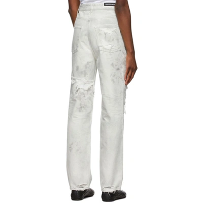Shop Balenciaga White & Grey Ripped Patch Jeans In 9765 Stonew