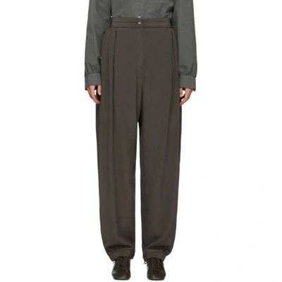 Shop Lemaire Grey Silk Soft Trousers In 918 Shadow