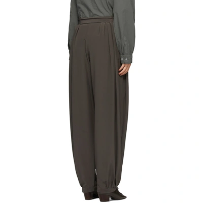 Shop Lemaire Grey Silk Soft Trousers In 918 Shadow
