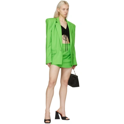Shop Attico Green Side Slit Miniskirt
