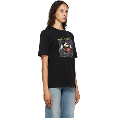 Shop Saint Laurent Black Mickey Mouse T-shirt In 1068 Black