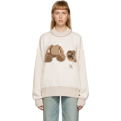 Shop Palm Angels Off-white Bear Sweater In Off/brown