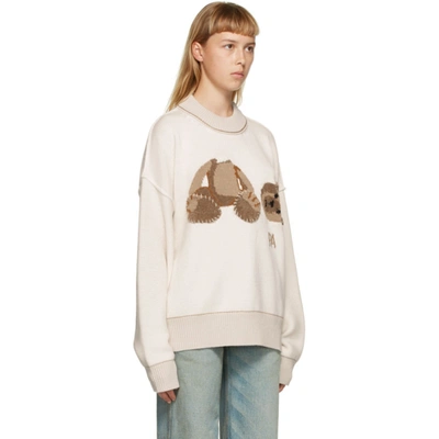 Shop Palm Angels Off-white Bear Sweater In Off/brown