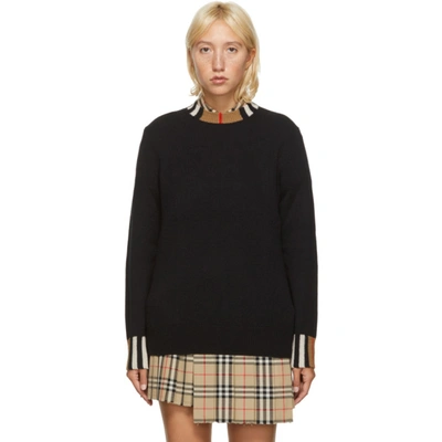 Shop Burberry Black Cashmere Icon Stripe Sweater In A1189 Black