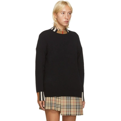 Shop Burberry Black Cashmere Icon Stripe Sweater In A1189 Black
