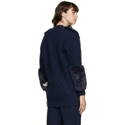 Shop Stella Mccartney Navy Faux-fur Cardigan In 4000 Navy