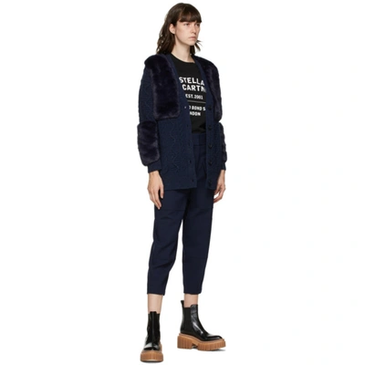 Shop Stella Mccartney Navy Faux-fur Cardigan In 4000 Navy