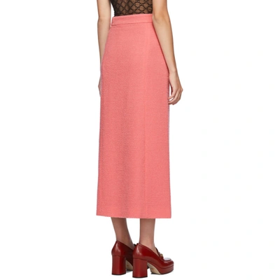 Shop Gucci Pink Wool Tweed Midi Skirt In 5175 Viv.az