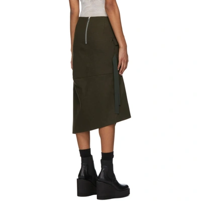 Shop Sacai Khaki Wool Skirt In 501 Khaki