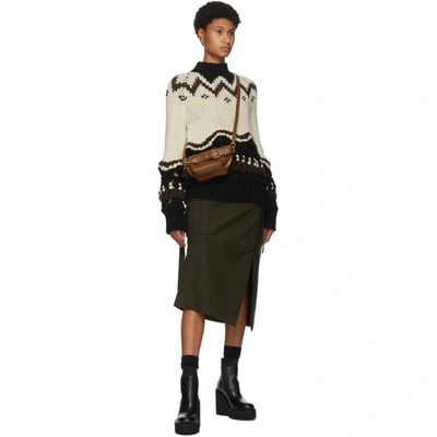 Shop Sacai Khaki Wool Skirt In 501 Khaki