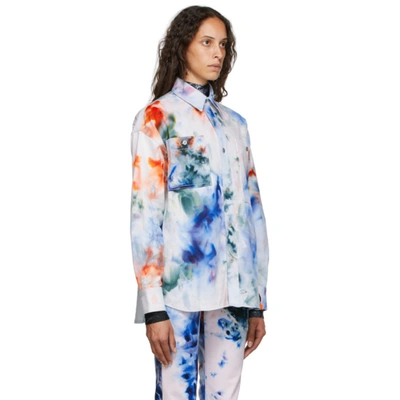 Shop S.r. Studio. La. Ca. White Soto Hand-dyed Denim Shirt In 416 Turquoi